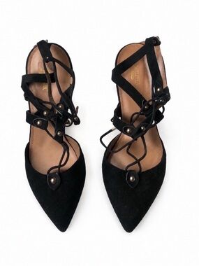 AQUAZZURA BEL AIR Black Pointed Toe Pumps